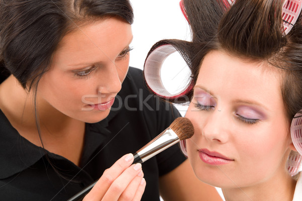 Make-up artist woman fashion model apply powder Stock photo © CandyboxPhoto