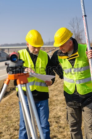 Geodesist two man theodolite stand highway   Stock photo © CandyboxPhoto