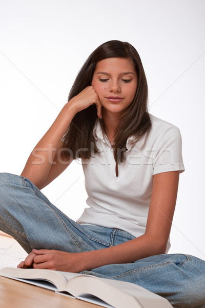 Happy teenager sitting with book Stock photo © CandyboxPhoto