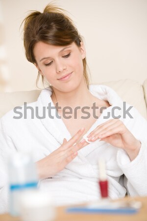 Stock photo: Body care: Beautiful woman in bathroom