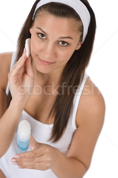 Stock foto: Schönheit · Gesichtspflege · Teenager · Frau · Reinigung · Akne