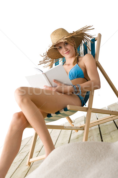Plaży młoda kobieta relaks książki bikini szczęśliwy Zdjęcia stock © CandyboxPhoto