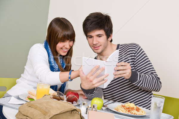 Student cafeteria - Teenagers having lunch break Stock photo © CandyboxPhoto