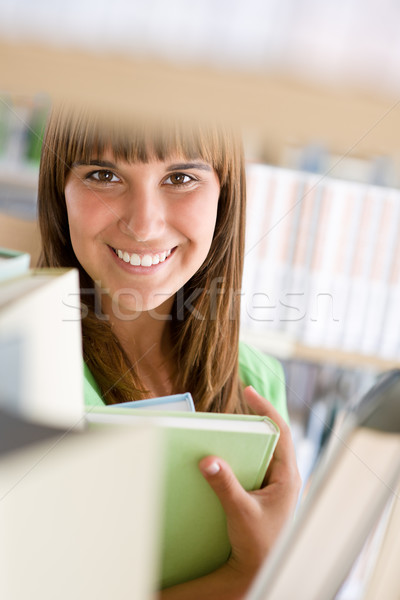 Diák könyvtár derűs nő tart könyv Stock fotó © CandyboxPhoto