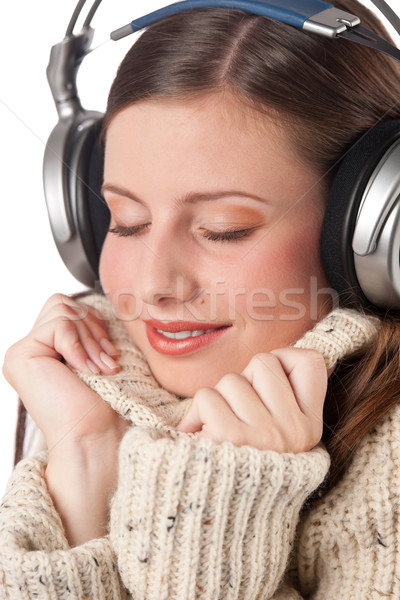 Retrato feliz mujer música auriculares Foto stock © CandyboxPhoto