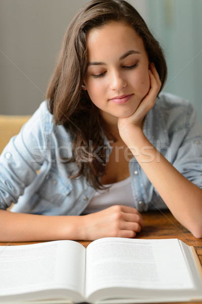 Student teenage girl reading book at home Stock photo © CandyboxPhoto