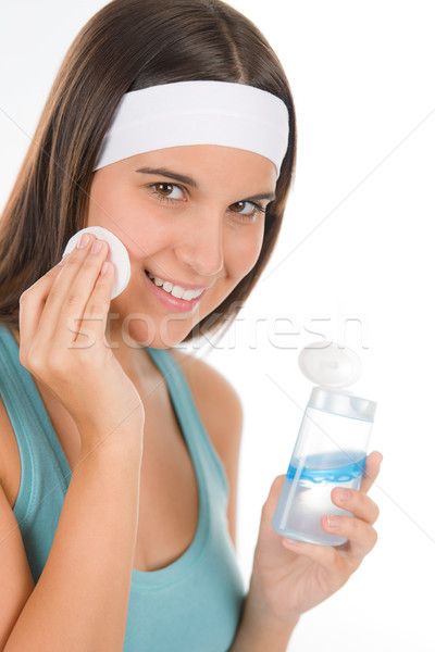 Adolescente problema cura della pelle donna mondare cotone Foto d'archivio © CandyboxPhoto