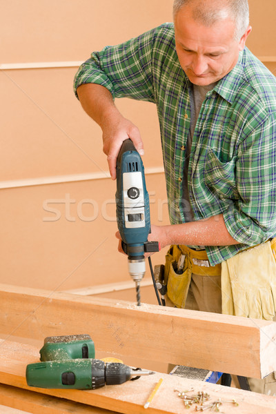 Handyman home improvement drilling wood Stock photo © CandyboxPhoto