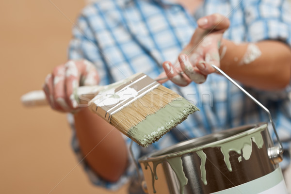 Melhoramento da casa mulher paint brush casa Foto stock © CandyboxPhoto