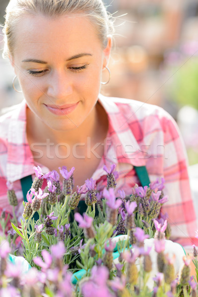 Garden center woman with purple potted plant Stock photo © CandyboxPhoto