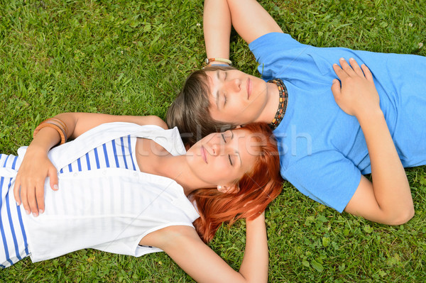 Stockfoto: Gras · genieten · zomertijd