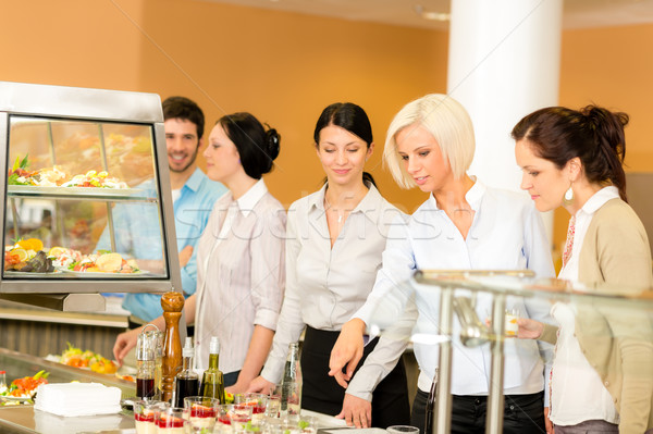 Cafeteria food young woman choose dessert Stock photo © CandyboxPhoto