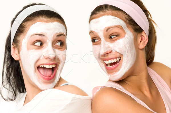 Cheerful girls having facial mask and laughing Stock photo © CandyboxPhoto