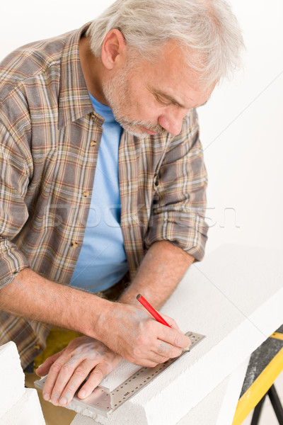 Melhoramento da casa handyman medir tijolo oficina interior Foto stock © CandyboxPhoto