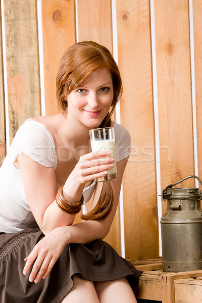 Fiatal nő ital természetes tej csőr egészséges Stock fotó © CandyboxPhoto