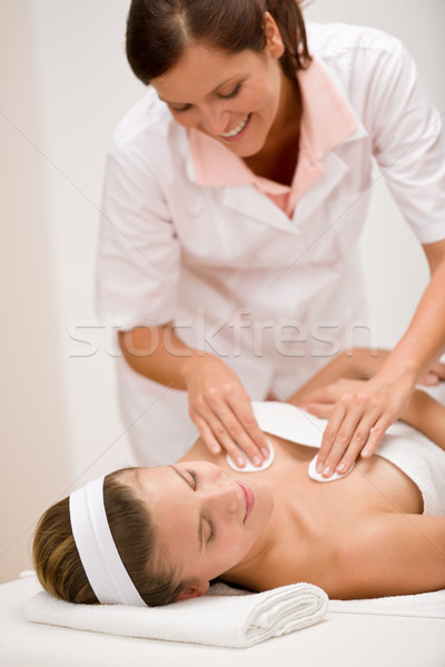 Luxury care - woman at cleavage cleaning Stock photo © CandyboxPhoto
