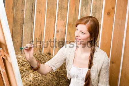 Provocative young cowgirl drink beer in barn Stock photo © CandyboxPhoto