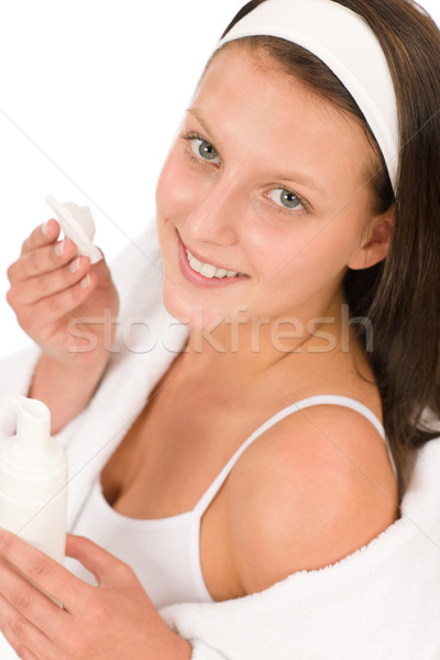Acne facial care teenager woman apply cream Stock photo © CandyboxPhoto