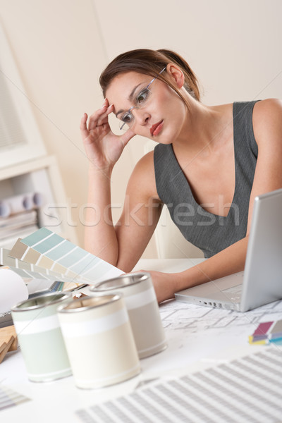 Fiatal női designer dolgozik iroda laptop Stock fotó © CandyboxPhoto