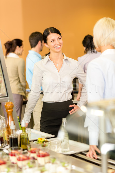 Cafeteria lunch office women chat serving queue Stock photo © CandyboxPhoto