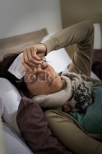 Fiatal beteg nő magas láz influenza Stock fotó © CandyboxPhoto