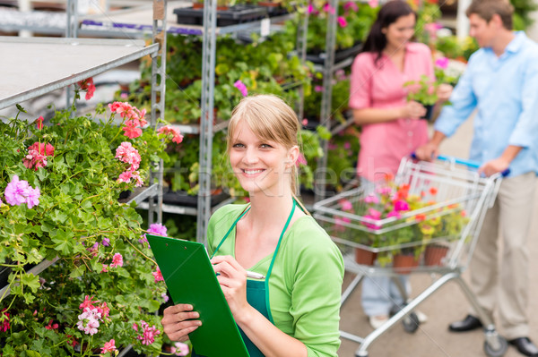 Foto stock: Florista · jardín · centro · menor · femenino