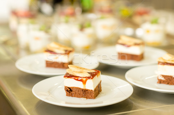 Banana dessert cake piece on white plate Stock photo © CandyboxPhoto