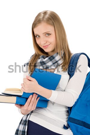 Student teenager woman with schoolbag hold books Stock photo © CandyboxPhoto