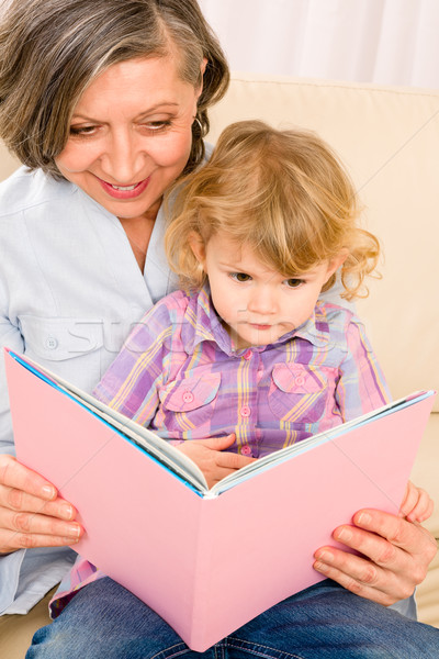 Nagymama leányunoka olvas könyv együtt kislány Stock fotó © CandyboxPhoto