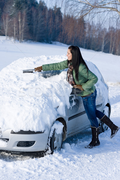 Tél autó nő hó szélvédő ecset Stock fotó © CandyboxPhoto