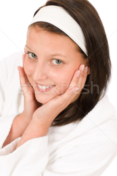 Gesichtspflege Teenager Mädchen Gesicht Porträt weiß Stock foto © CandyboxPhoto