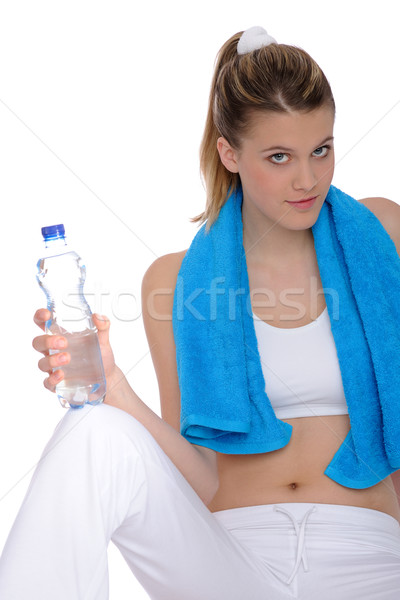 Zdjęcia stock: Fitness · młodych · kobieta · wody · ręcznik · biały