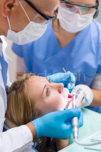 Scared patient at dentist office Stock photo © CandyboxPhoto
