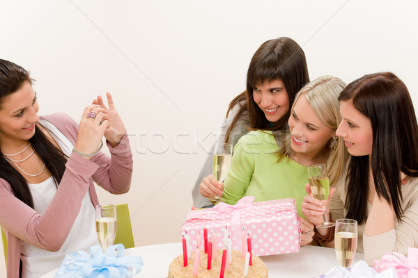 Birthday party - cheerful woman take photo with camera  Stock photo © CandyboxPhoto