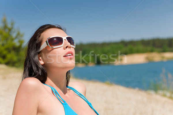 été plage femme bleu bikini Soutien-gorge [[stock_photo]] © CandyboxPhoto