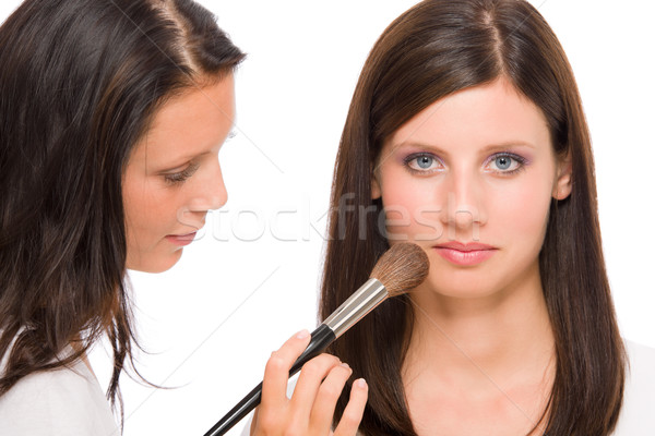 Make-up artist femeie modă model praf Imagine de stoc © CandyboxPhoto