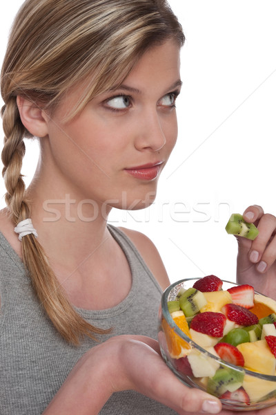 Femme salade de fruits blanche fraise Homme [[stock_photo]] © CandyboxPhoto