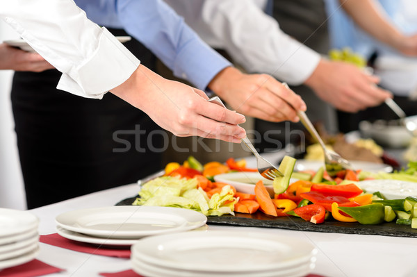 Business catering people take buffet food Stock photo © CandyboxPhoto