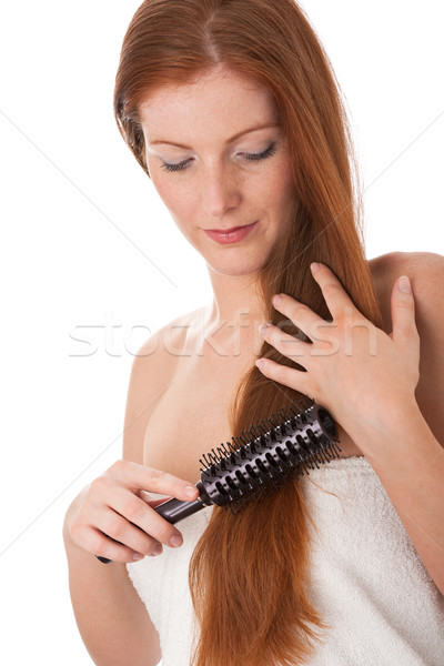 Body care series - Young woman combing her hair Stock photo © CandyboxPhoto