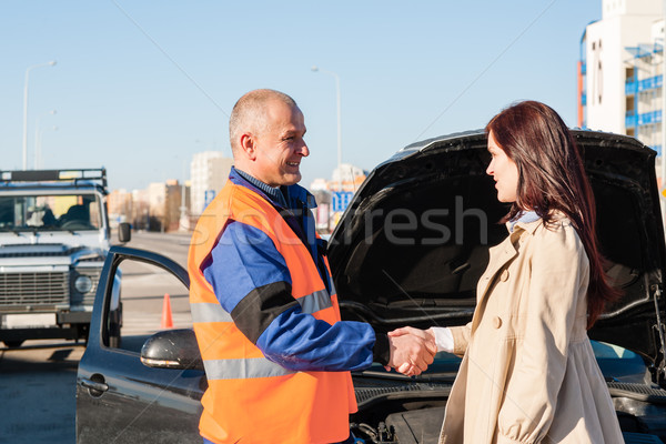 Woman greeting mechanic after her car breakdown Stock photo © CandyboxPhoto