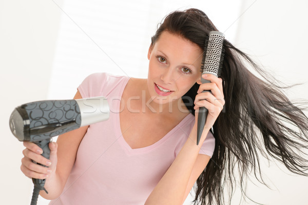 Mulher cabelo escova de cabelo morena cabelos longos menina Foto stock © CandyboxPhoto