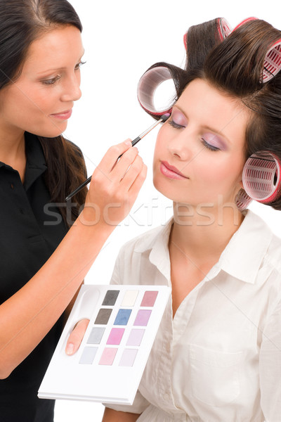 Stock foto: Maskenbildner · Frau · Mode · Modell · Lidschatten · Farbe