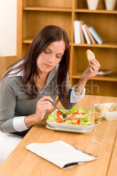 Healthy lunch at home woman read magazine Stock photo © CandyboxPhoto