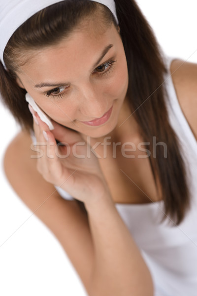 Beauty facial care - Teenager woman cleaning acne skin Stock photo © CandyboxPhoto