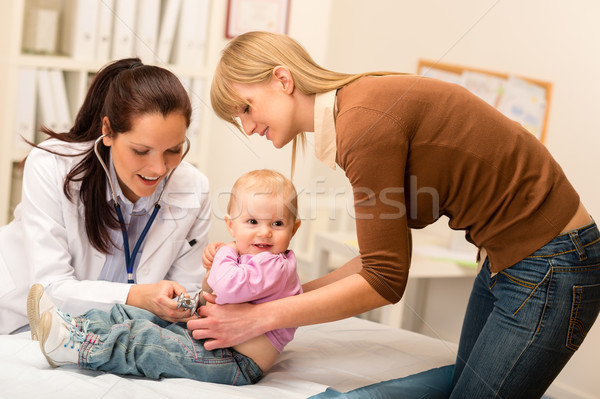 Stock photo: Pediatrician examine baby with stethoscope