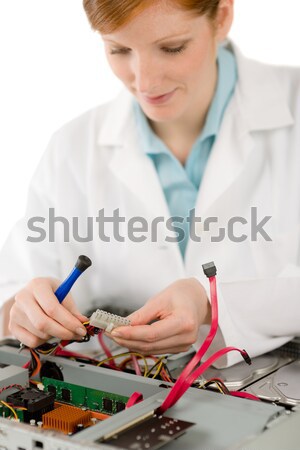 Zdjęcia stock: Kobiet · wsparcia · komputera · inżynier · kobieta · naprawy