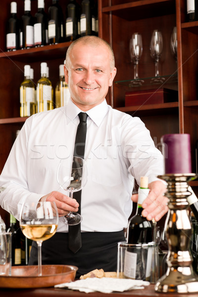 Wine bar waiter happy male in restaurant Stock photo © CandyboxPhoto