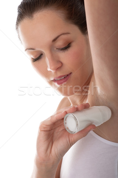 Test törődés fiatal nő jelentkezik dezodor hónalj Stock fotó © CandyboxPhoto