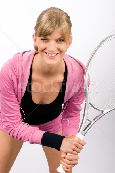 Tennisspeler vrouw jonge glimlachend racket Stockfoto © CandyboxPhoto