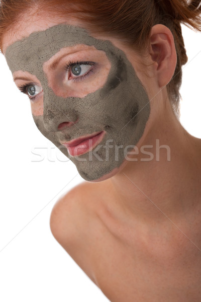 Test törődés gyönyörű nő sár maszk fehér Stock fotó © CandyboxPhoto